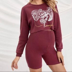 Shein Maternity Pullover and Track Shorts Set